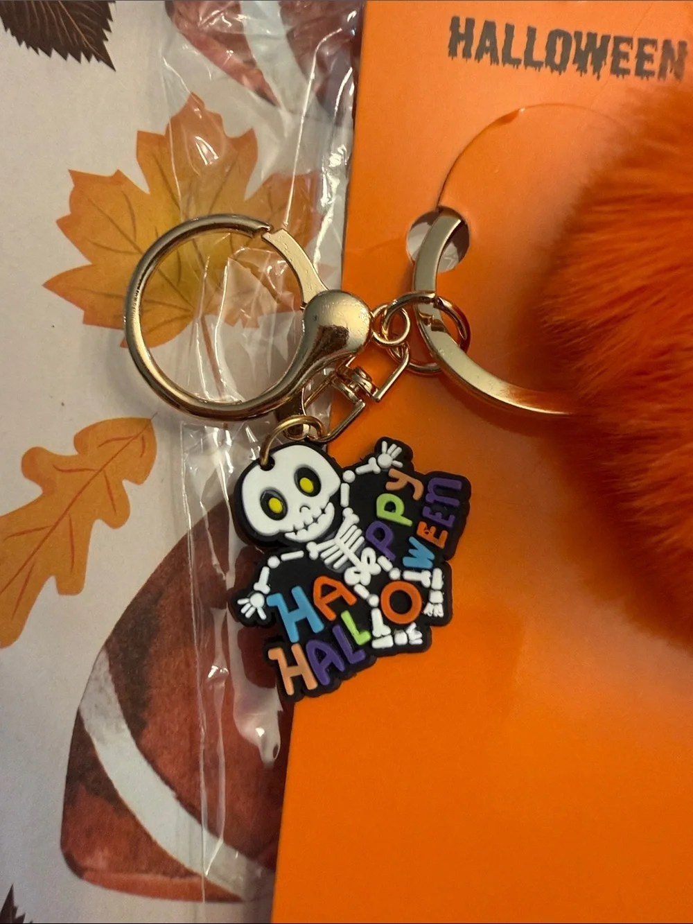 Mint Halloween Pom Pom Keychain W/Fun Charms (Variety Available)